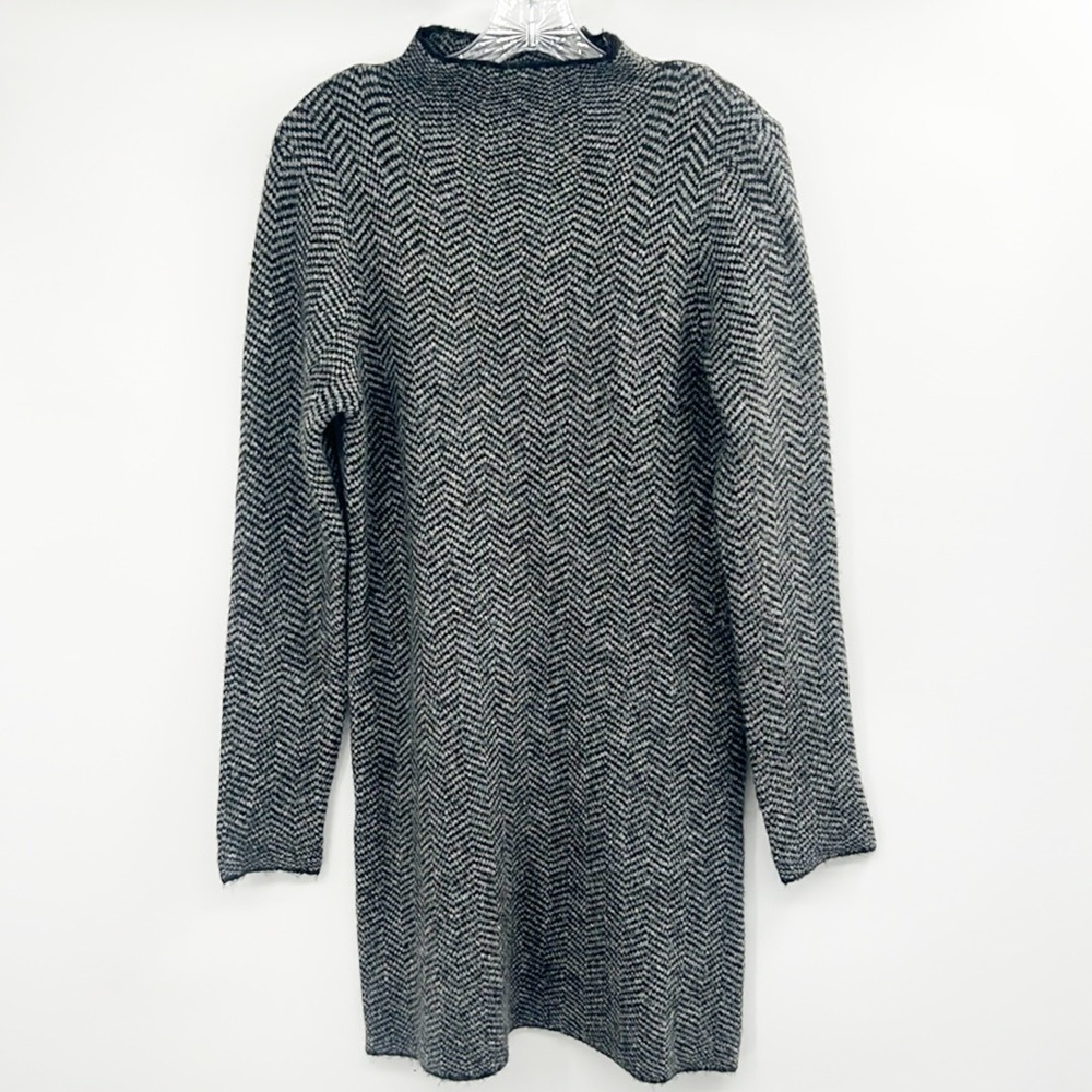 Max Studio Sweater Dress Black Herringbone Medium Black Gray